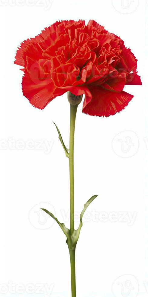AI generated Red Carnation isolated on white background. AI Generated photo