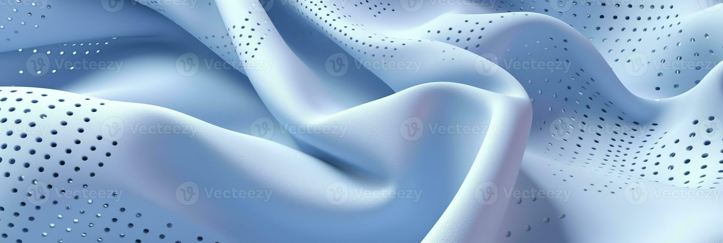 AI generated Breathable fabric dry light blue soft mesh holes floating light blue background. Generative AI photo