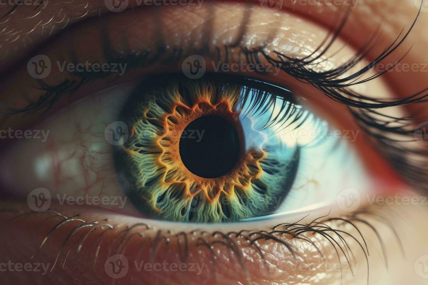 AI generated Close up of beautiful eye, looking at the camera. AI Generated photo