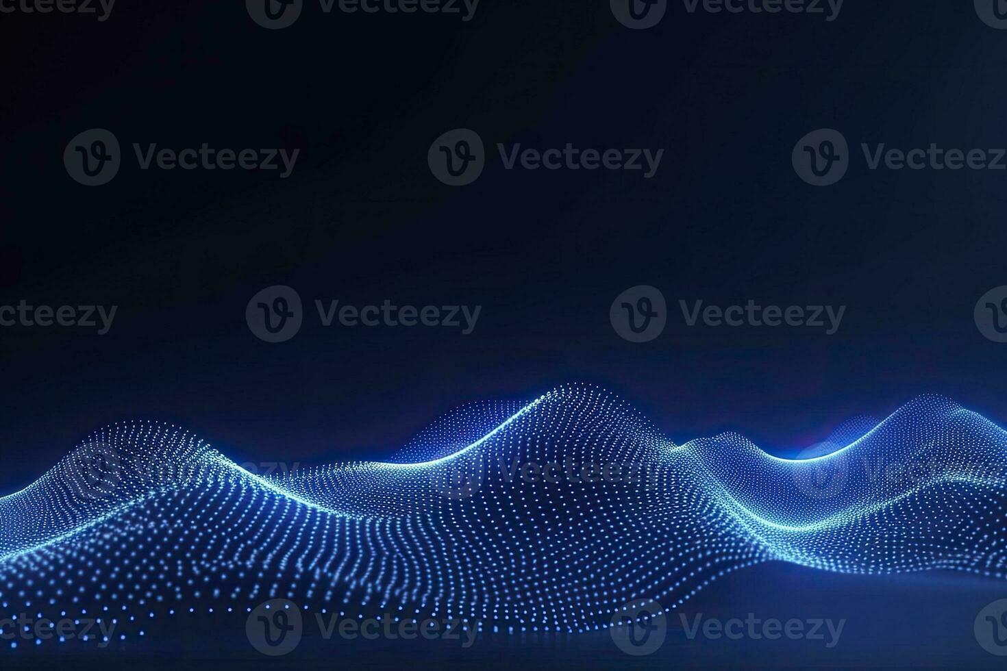 AI generated Dynamic blue particle wave. Abstract sound visualization. Digital structure of the wave flow of luminous particles. AI Generated. photo