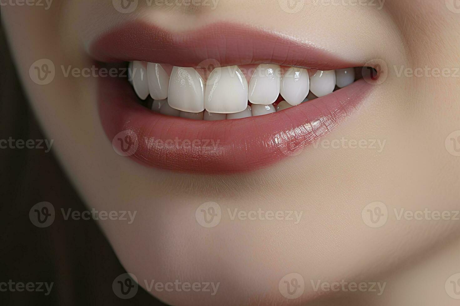 AI generated Close up of a smile with nice white teeth. AI Generated photo