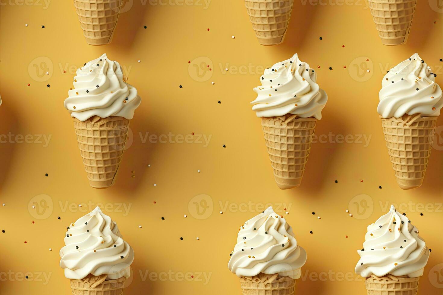 AI generated Incorporate a variety of waffle cones with different ice cream flavors. AI Generated photo