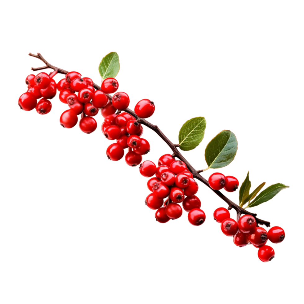 AI generated Red berry branch on transparent background png