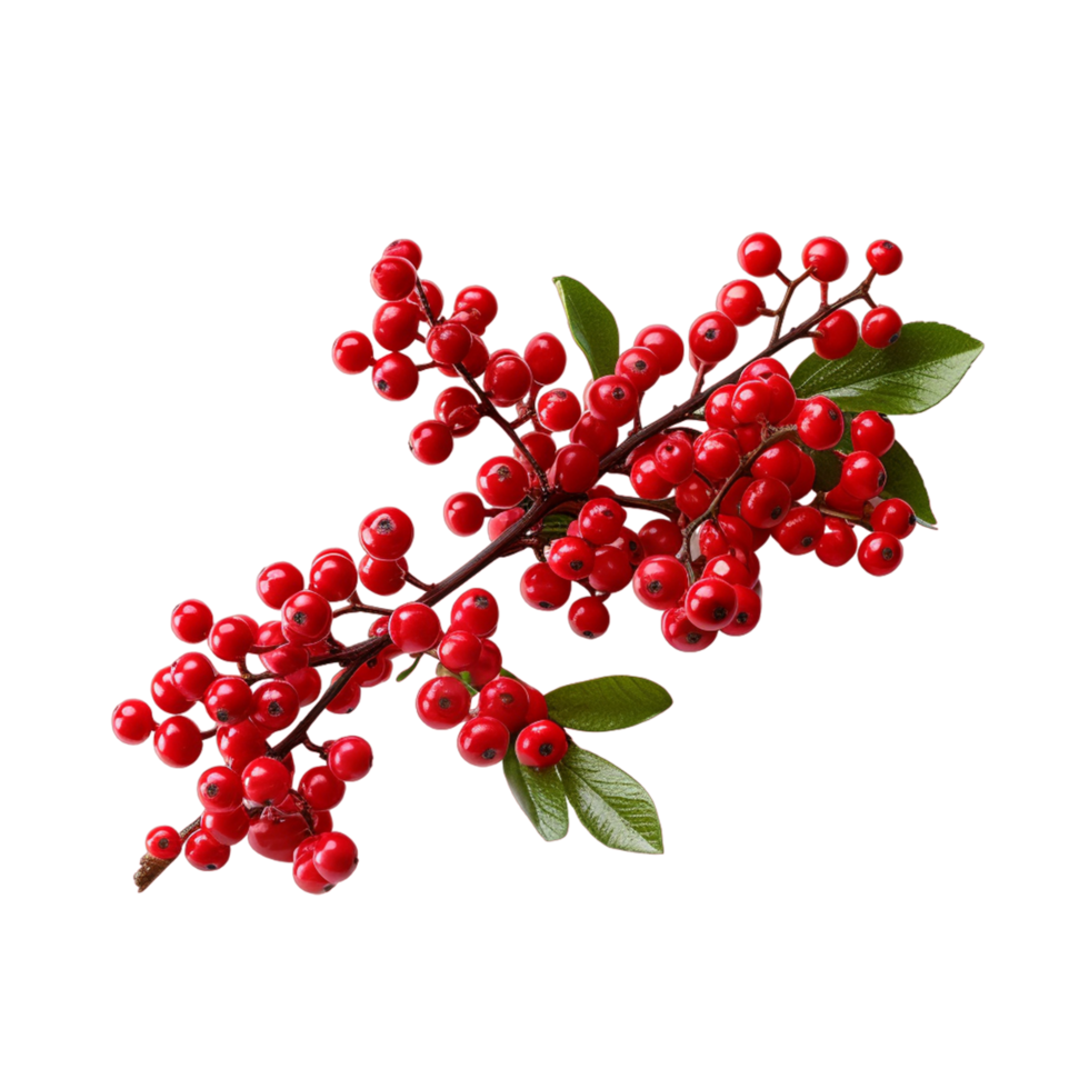 AI generated Pine branch with berries isolated on transparent background png