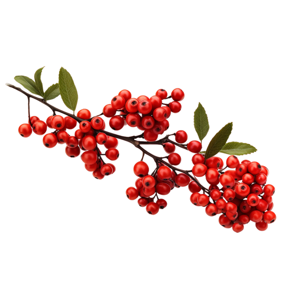 AI generated A red-berry-adorned Christmas garland isolated on transparent background png