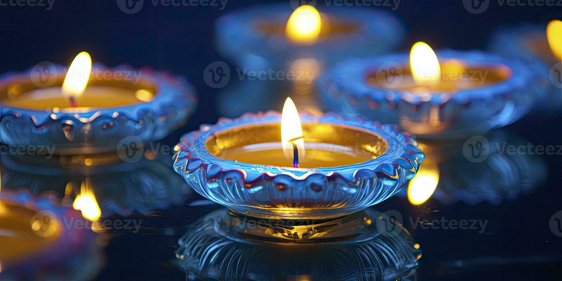 AI generated Happy Diwali. Diya oil lamps were lit during the celebration. AI Generated photo