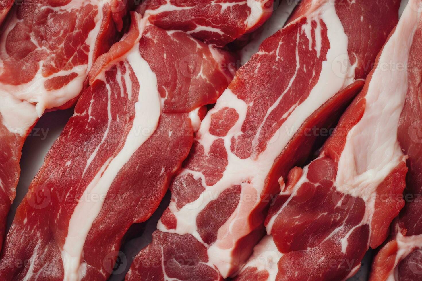 AI generated Macro shot of pork meat. Meat textured background. Beef steak is raw and juicy. AI Generated photo