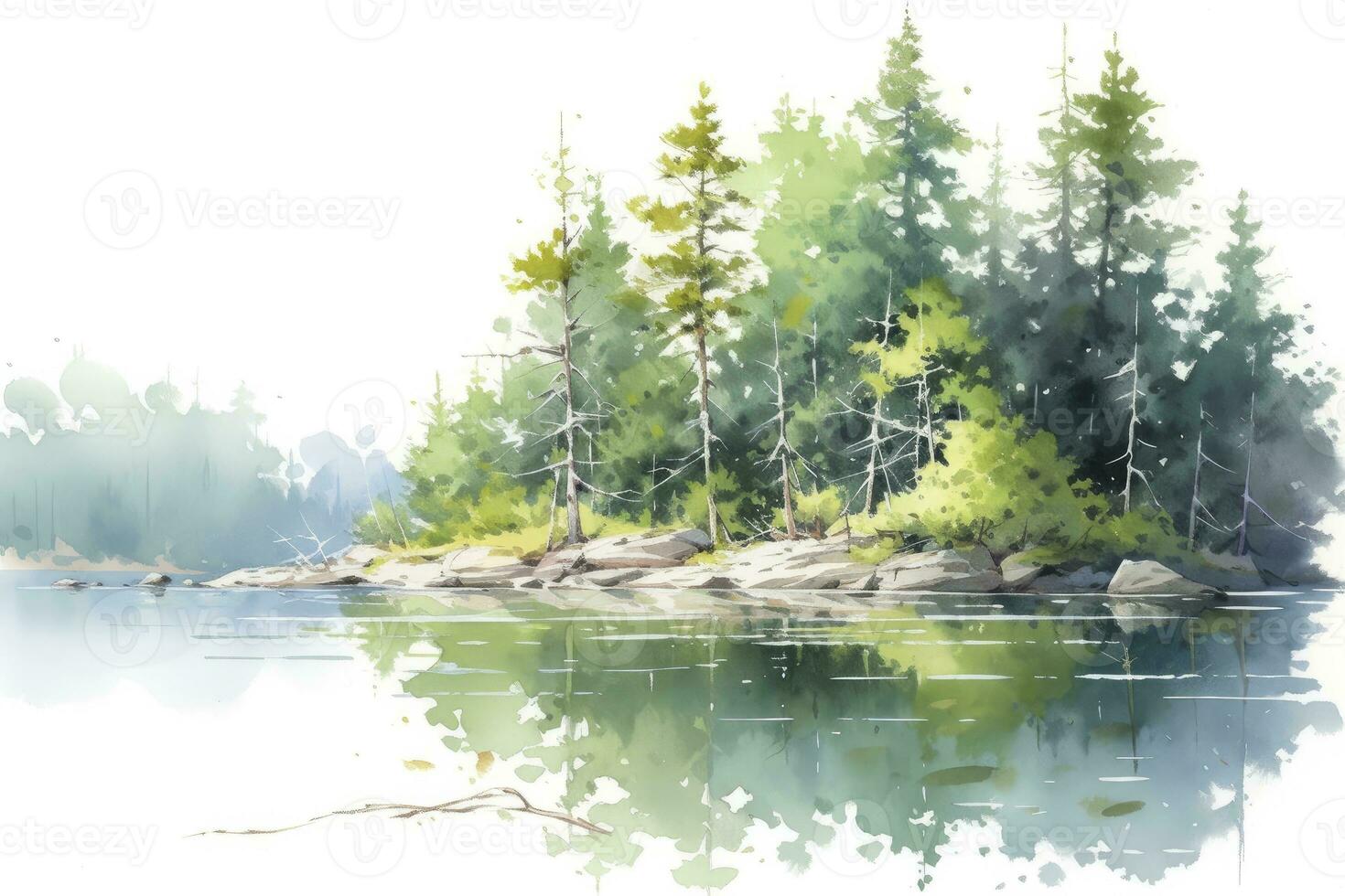 AI generated The serenity of a secluded forest lake.AI Generated photo