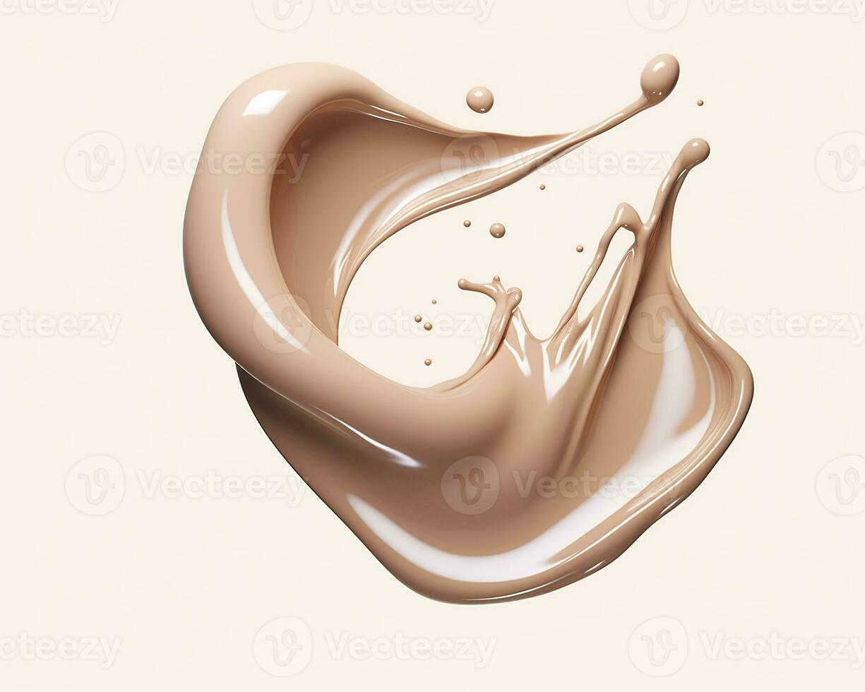 AI generated Liquid foundation splash element, fluid cosmetic cream 3d rendering. AI Generated photo