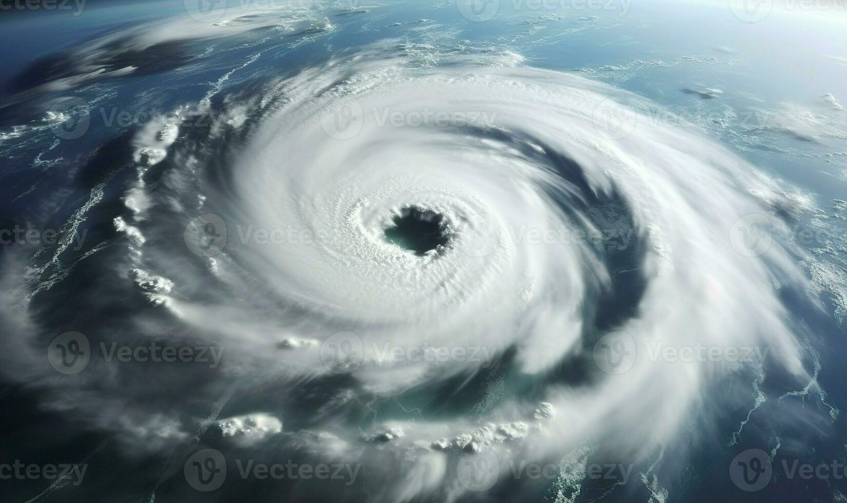 AI generated Super Typhoon, tropical storm, cyclone, tornado, over ocean. Weather background. Generative AI photo