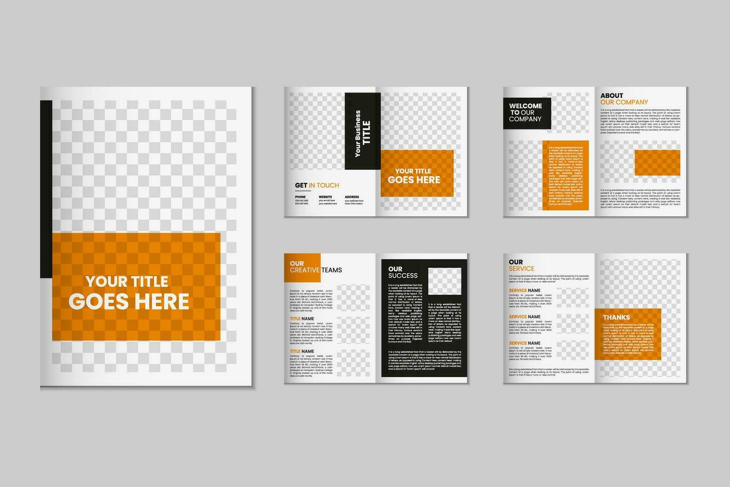 8 page a4 size brochure template design, corporate business flyer brochure, modern bi fold magazine brochure, annual report template design vector