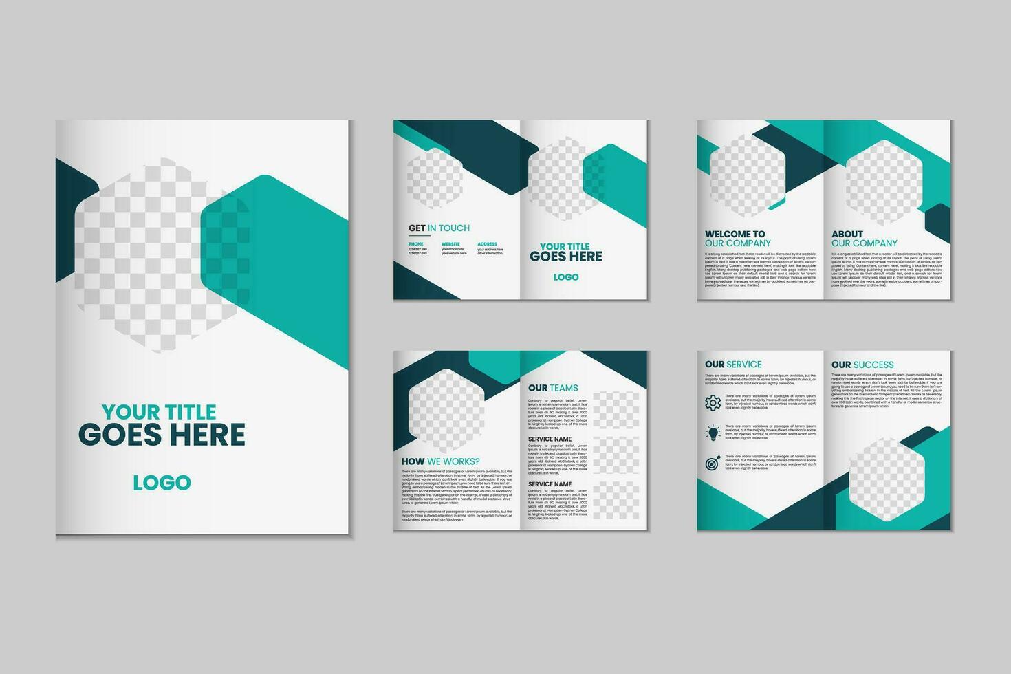 8 page a4 size brochure template design, corporate business flyer brochure, modern bi fold magazine brochure, annual report template design vector