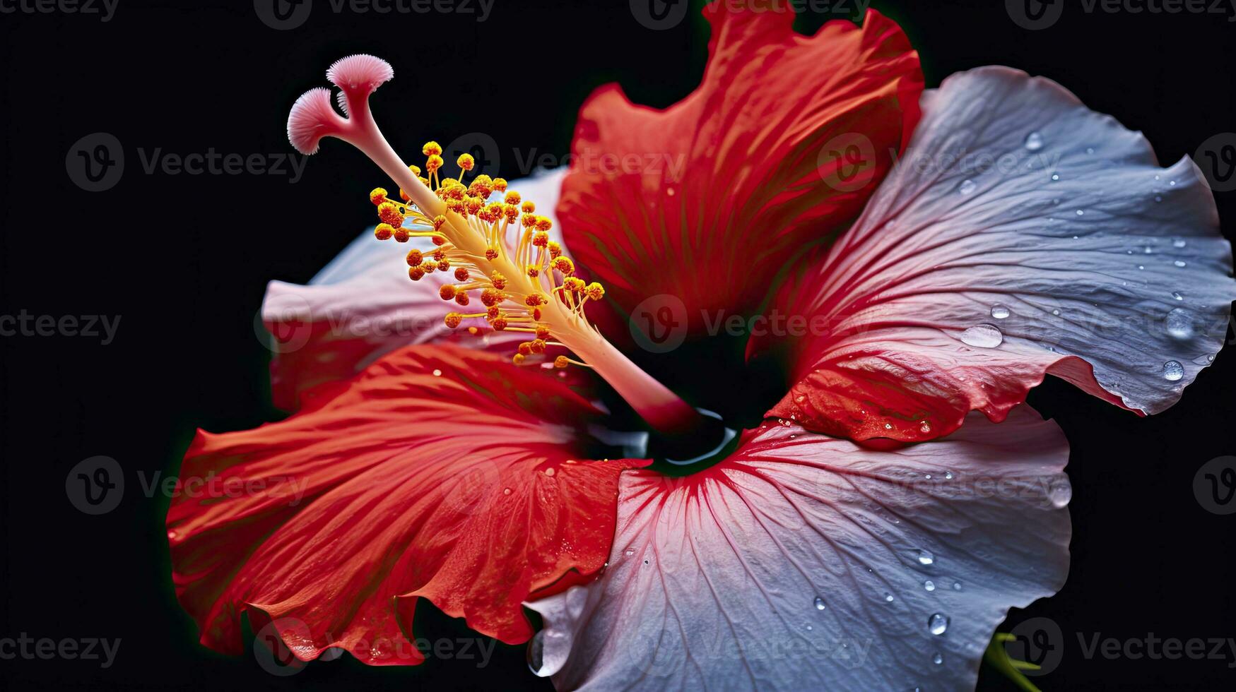 AI generated A hibiscus flower with a black background.AI Generated. photo