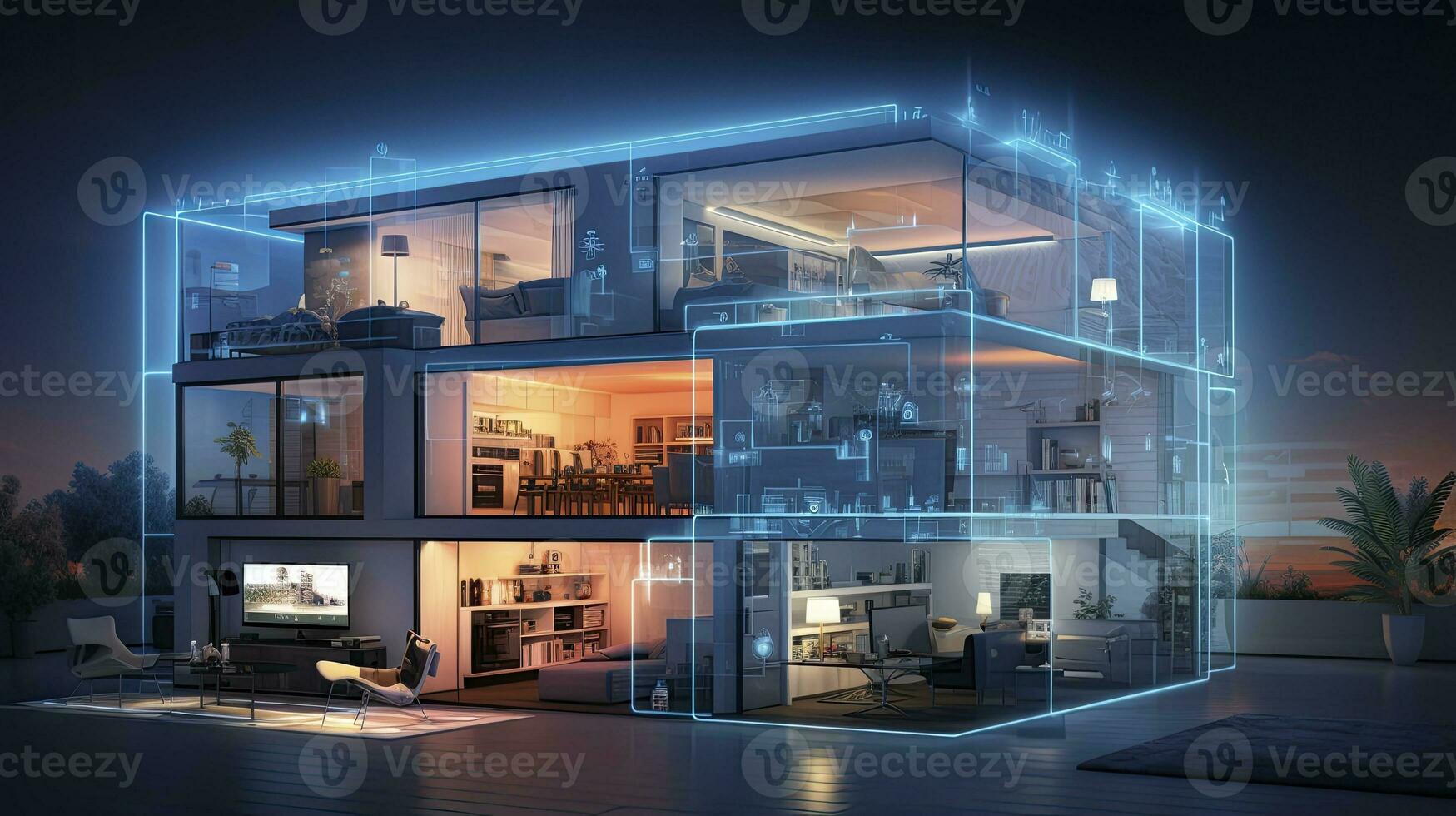 AI generated A Glimpse into the Connected Smart Home of Tomorrow. AI Generated photo