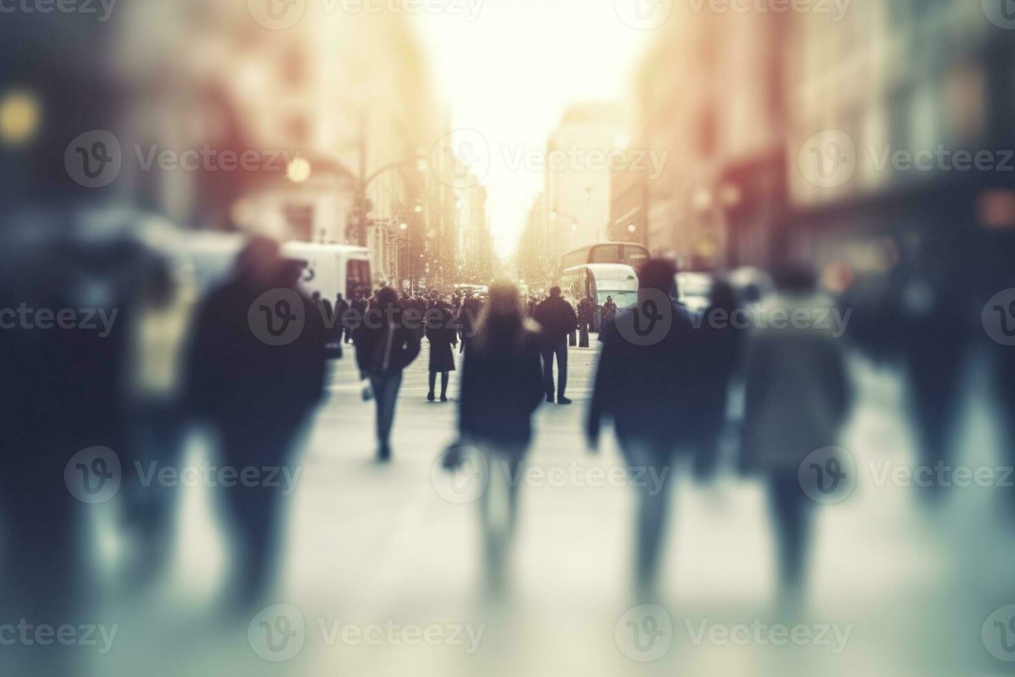 AI generated Blurred business people walking in the city scape. AI Generated photo