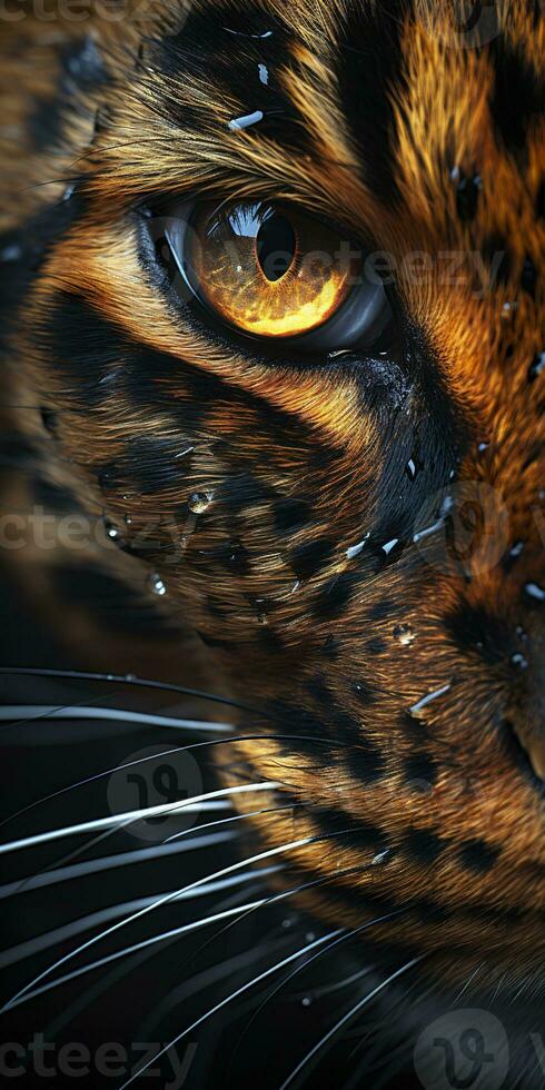 AI generated Leopard macro photography. AI Generated photo