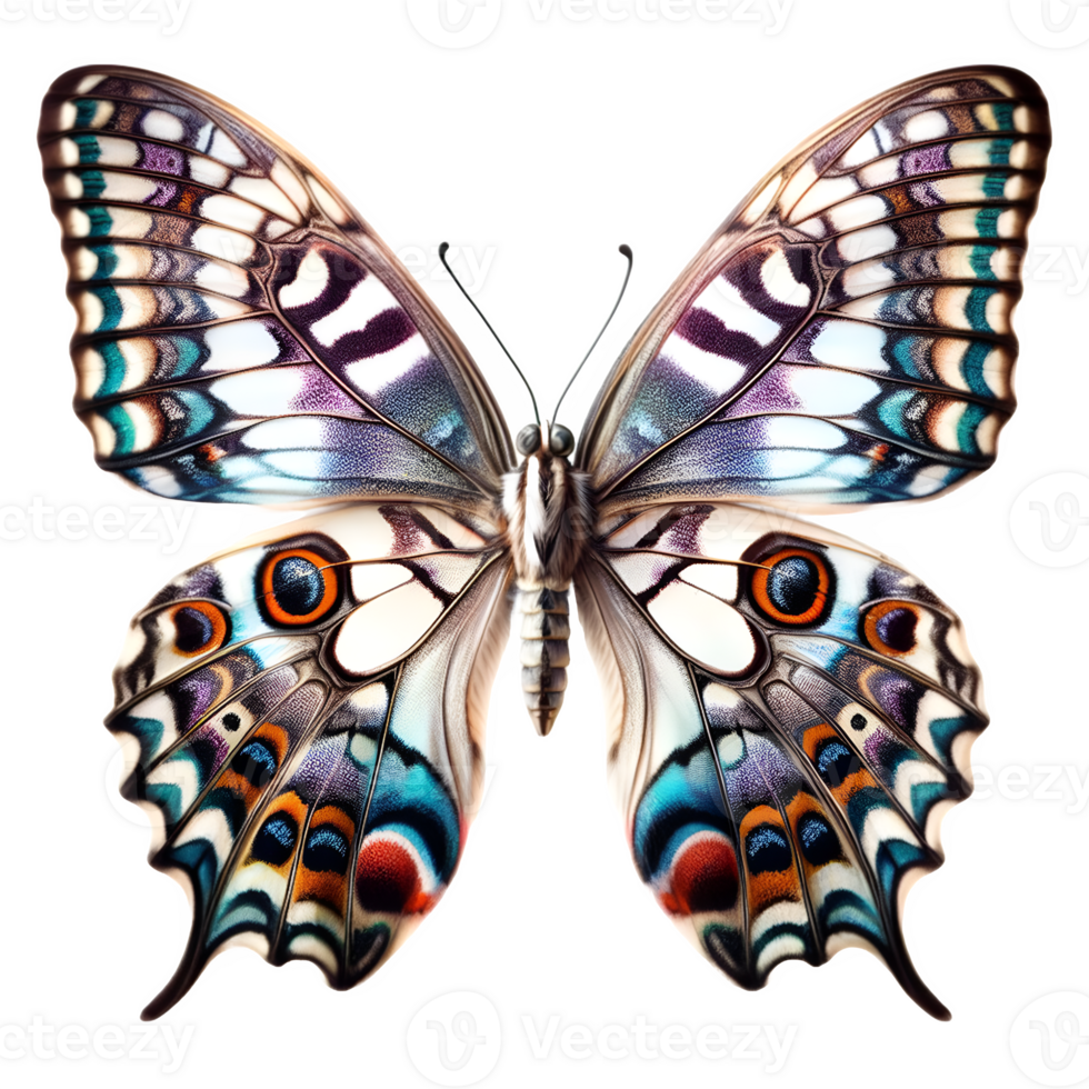 AI generated Butterfly illustration in rich colors against a transparent background. png
