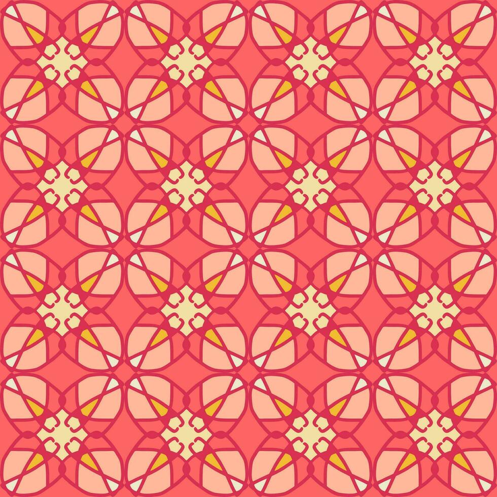 yellow red mandala floral creative seamless design background vector