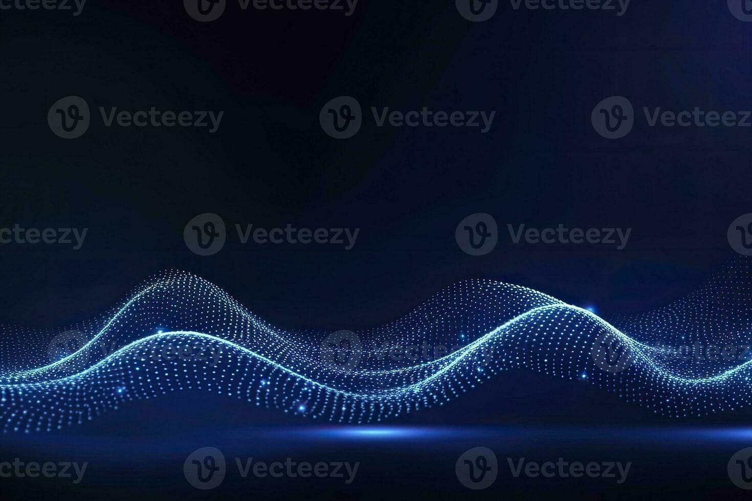 AI generated Dynamic blue particle wave. Abstract sound visualization. Digital structure of the wave flow of luminous particles. AI Generated. photo