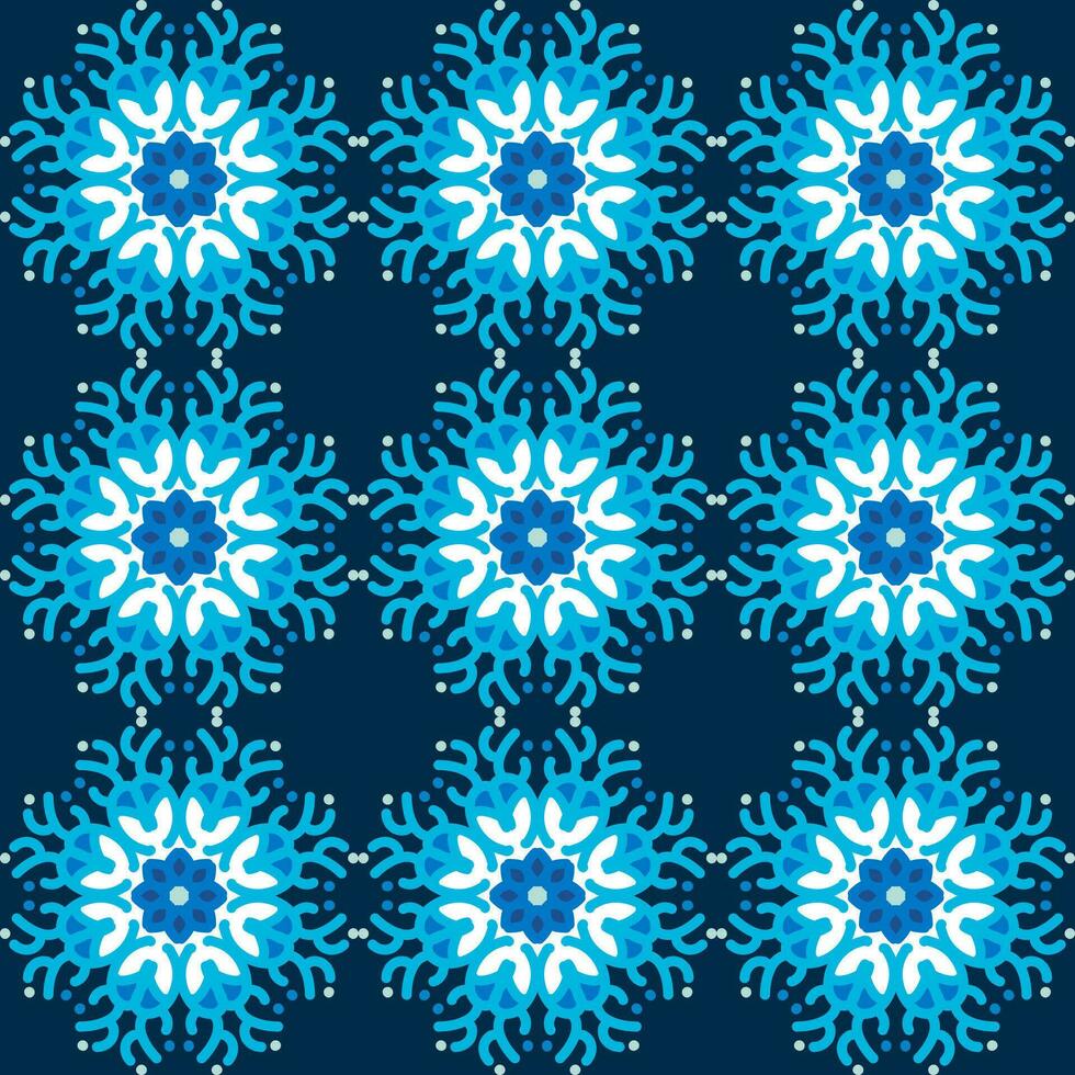 blue turquoise aqua menthe mandala art seamless pattern floral creative design background vector illustration