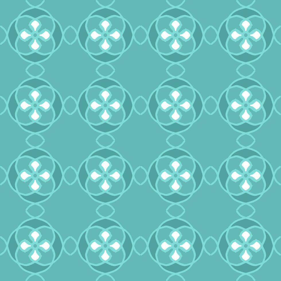 blue turquoise aqua menthe vintage floral interior seamless flat design background vector illustration