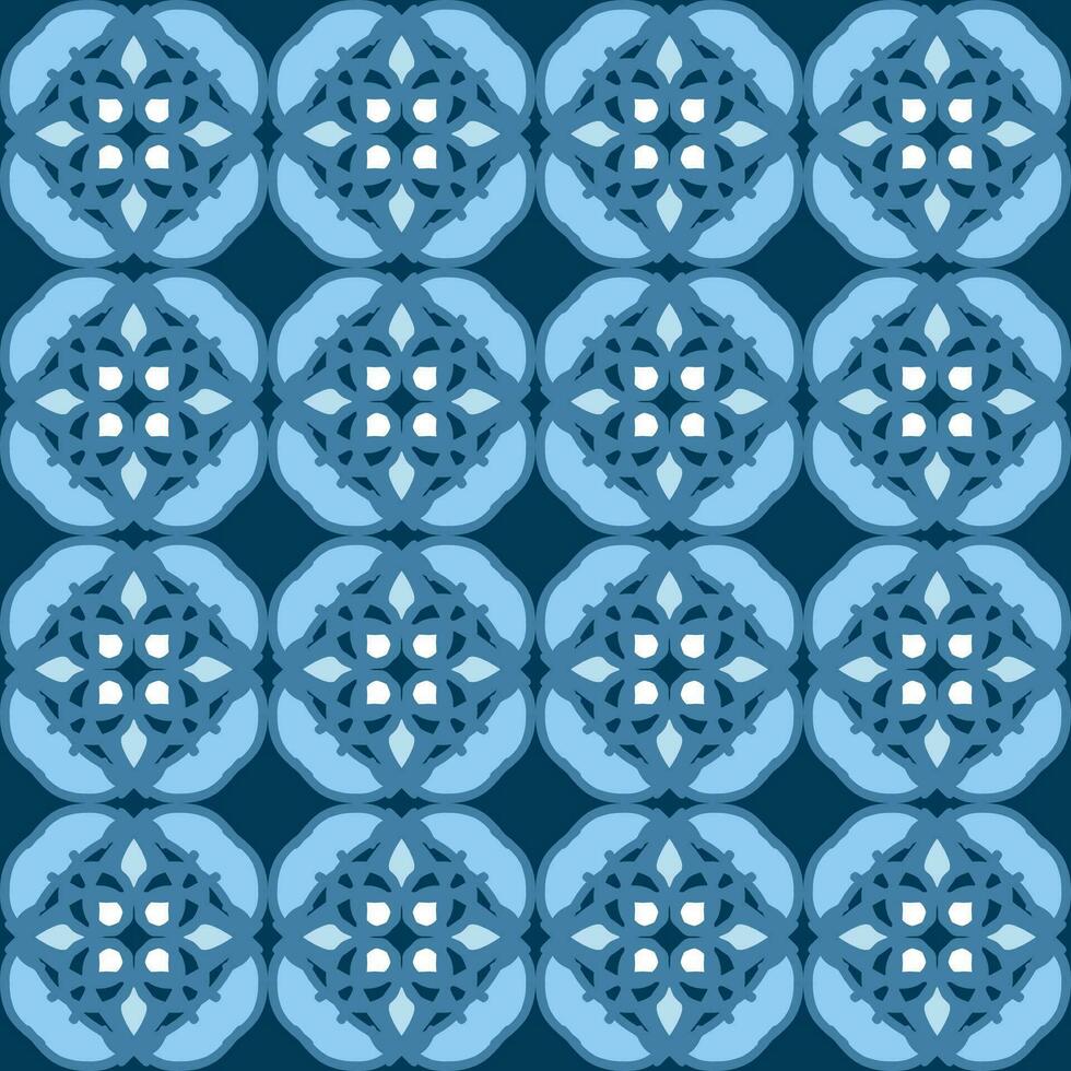 blue turquoise aqua menthe mandala art seamless pattern floral creative design background vector illustration
