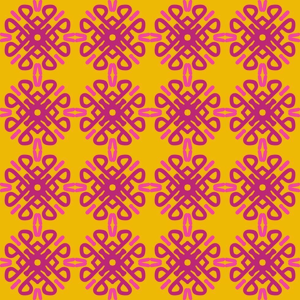 pink violet yellow mandala art seamless pattern floral creative design background vector illustration