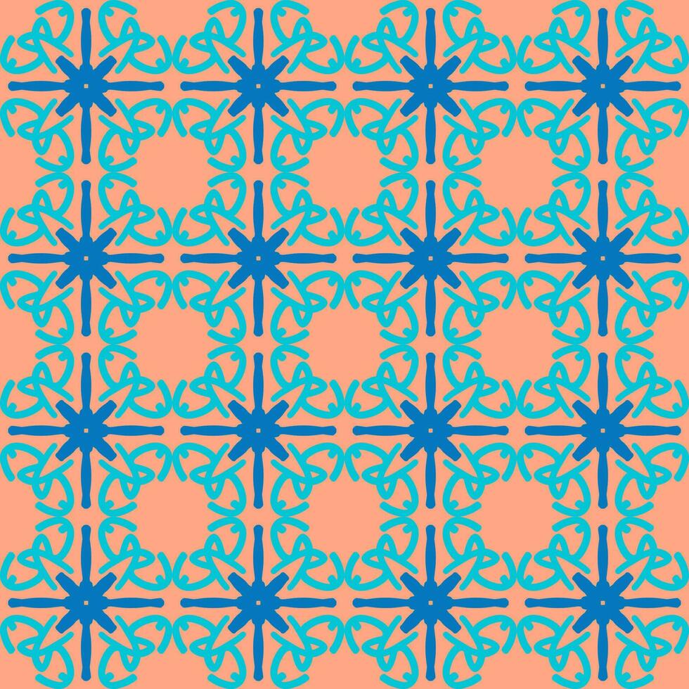 blue pink mandala art seamless pattern floral creative design background vector illustration