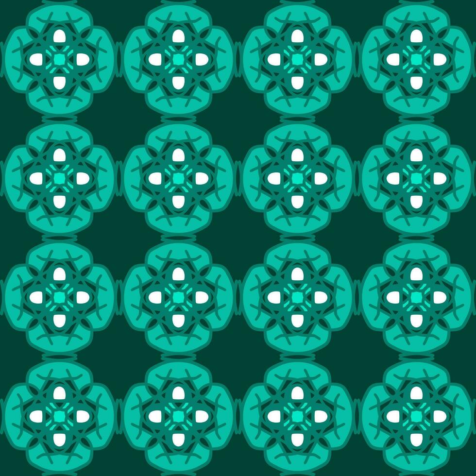 blue turquoise aqua menthe mandala art seamless pattern floral creative design background vector illustration