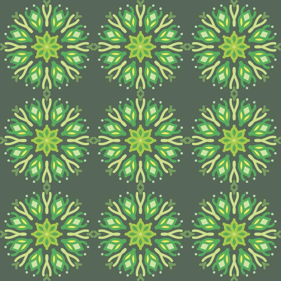 seamless pattern green mint olive forest mandala floral creative design background vector illustration