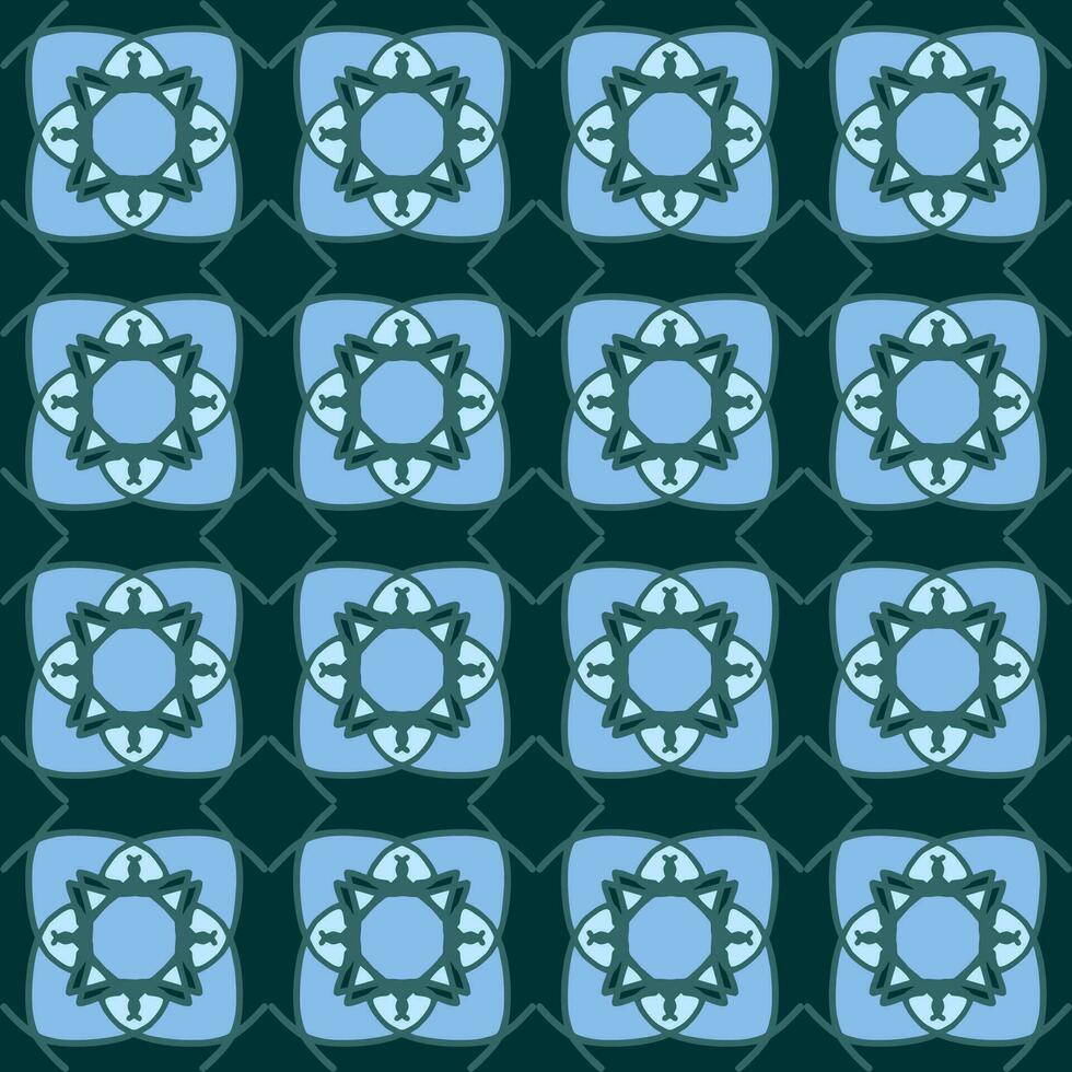 blue turquoise aqua menthe vintage floral interior seamless flat design background vector illustration