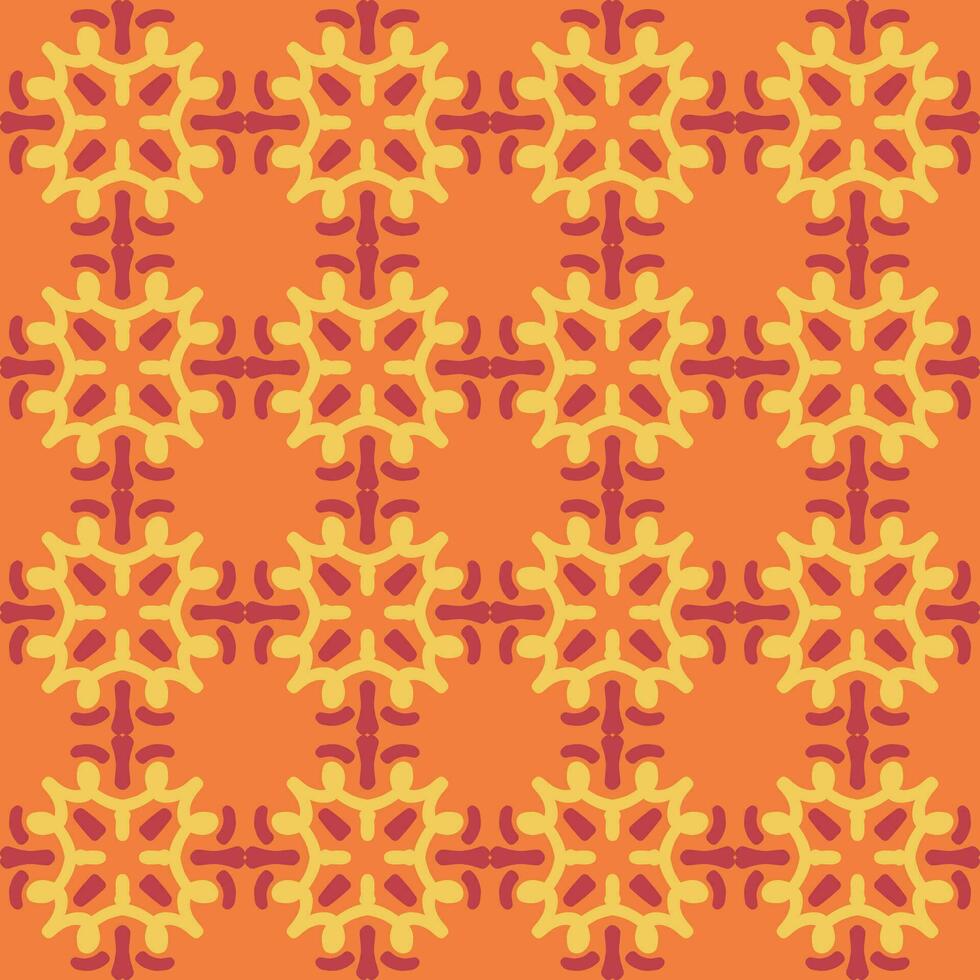 orange red peach mandala art seamless pattern floral creative design background vector illustration