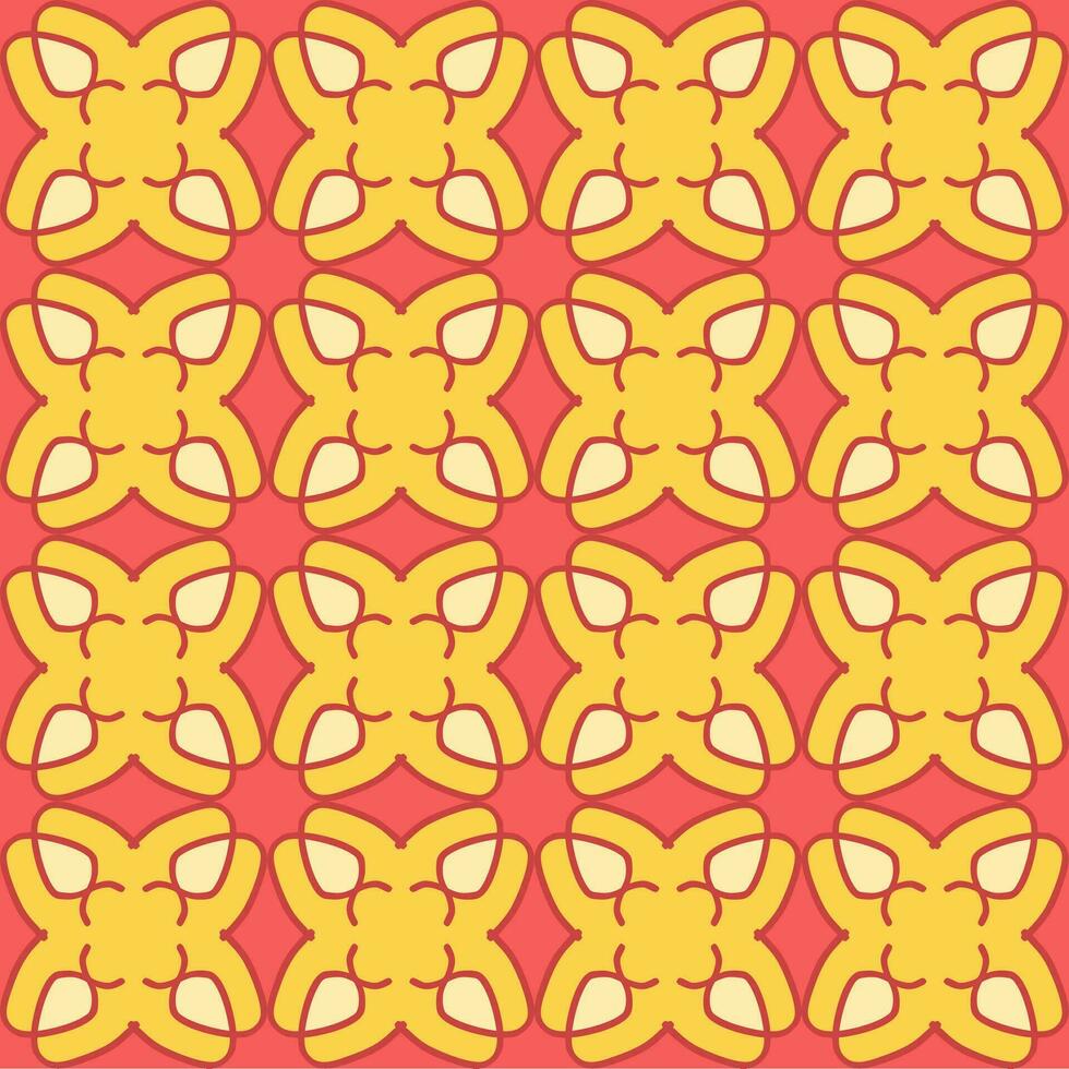 yellow red mandala floral creative seamless design background vector