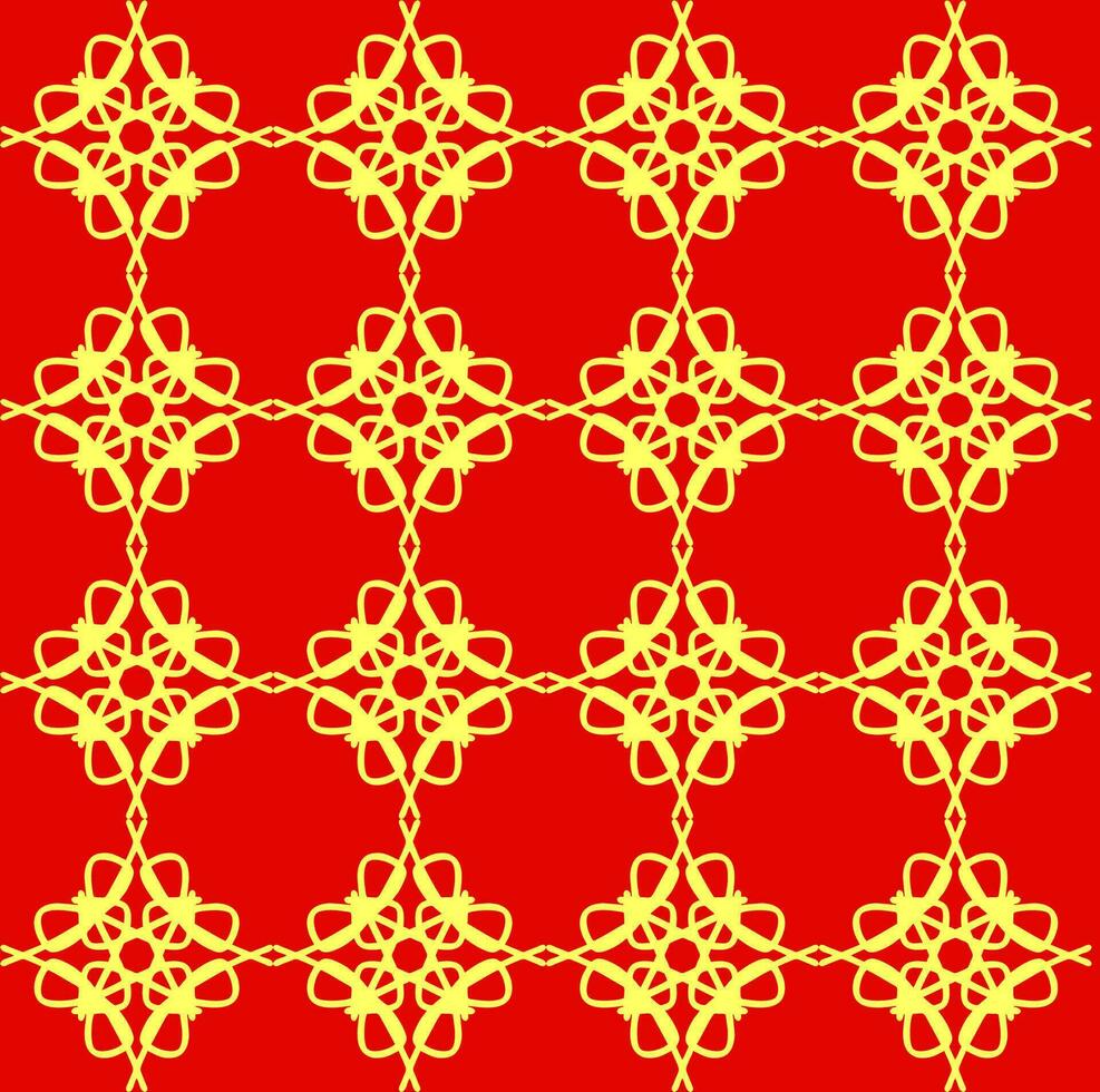 yellow red mandala floral creative seamless design background vector