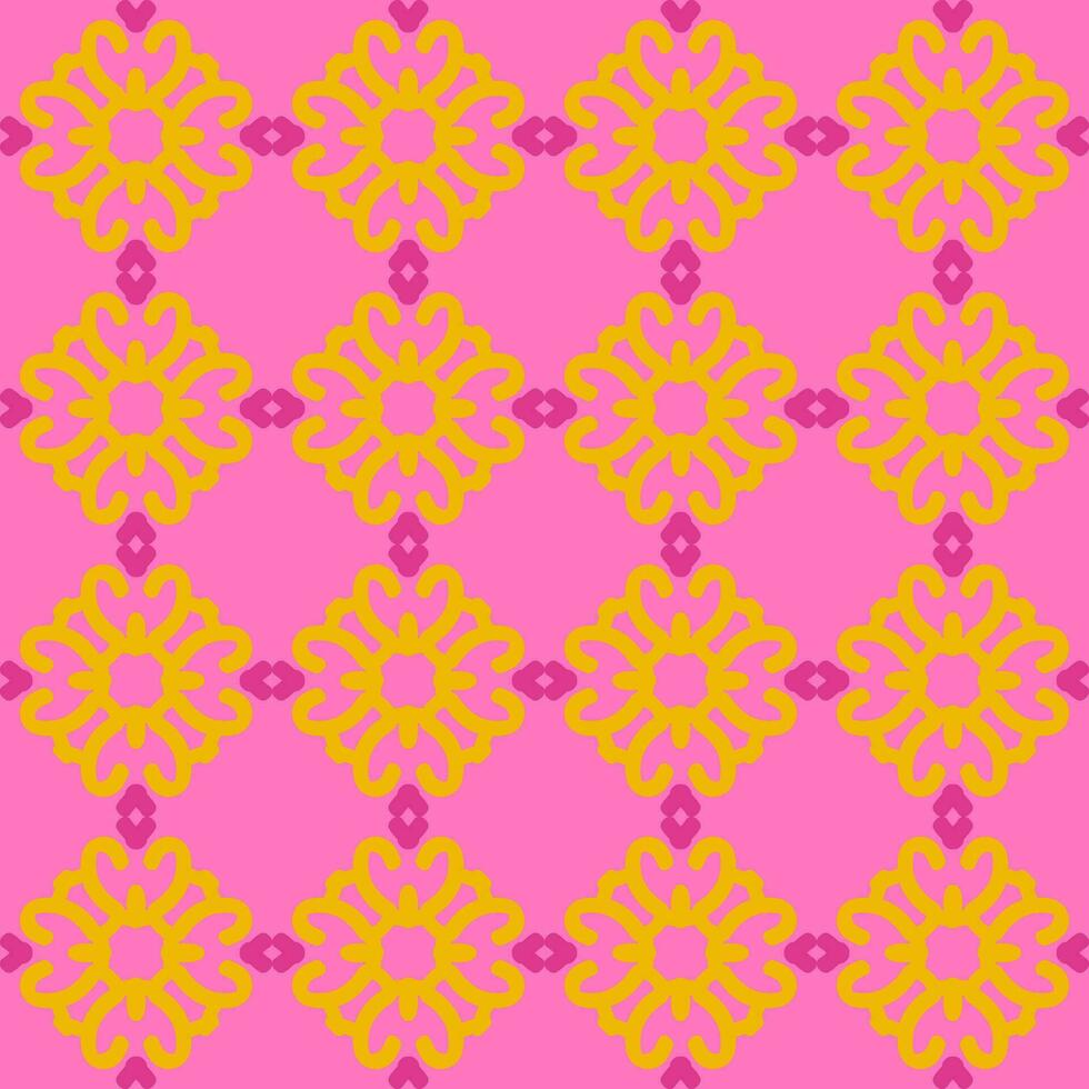 pink violet yellow mandala art seamless pattern floral creative design background vector illustration
