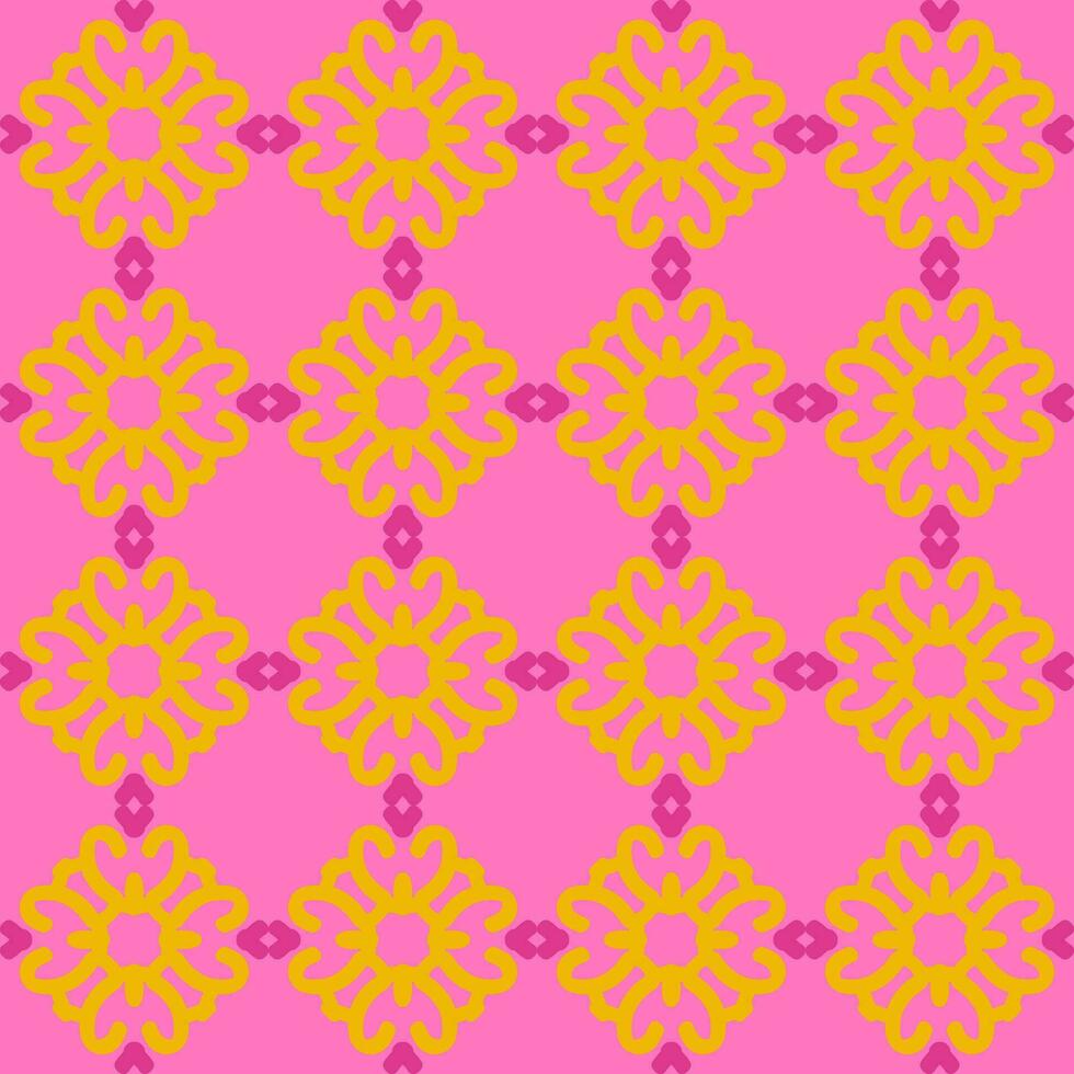 pink violet yellow mandala art seamless pattern floral creative design background vector illustration