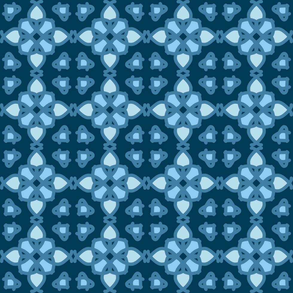 blue turquoise aqua menthe mandala art seamless pattern floral creative design background vector illustration