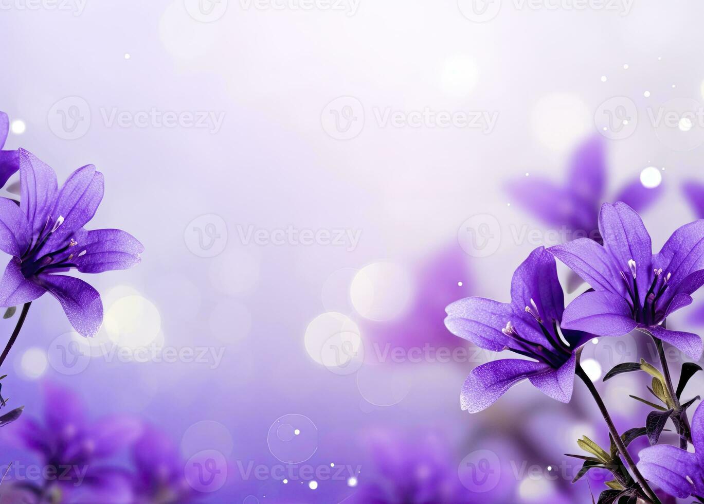 AI generated Abstract spring background with purple flowers. AI Generated photo