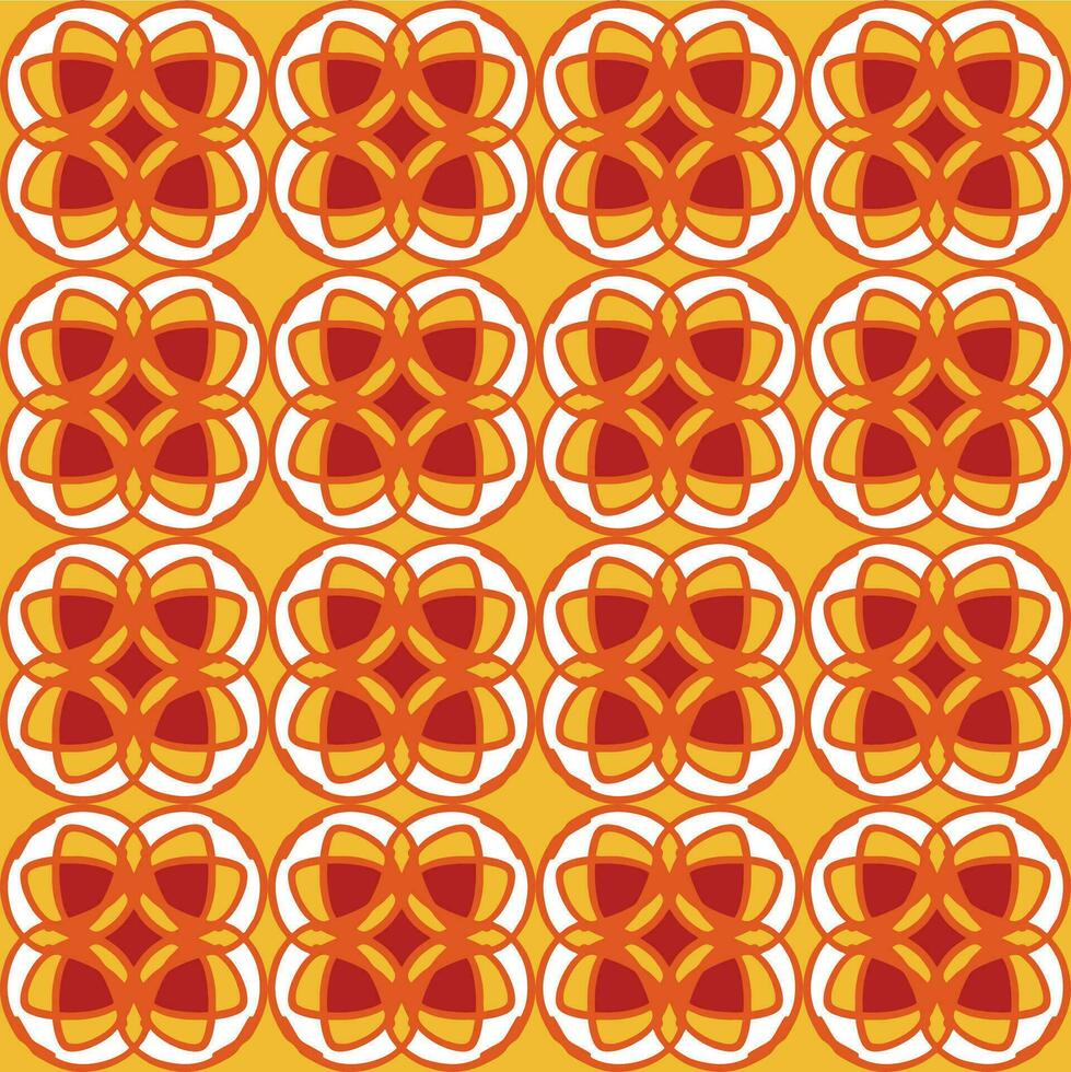 yellow red mandala floral creative seamless design background vector