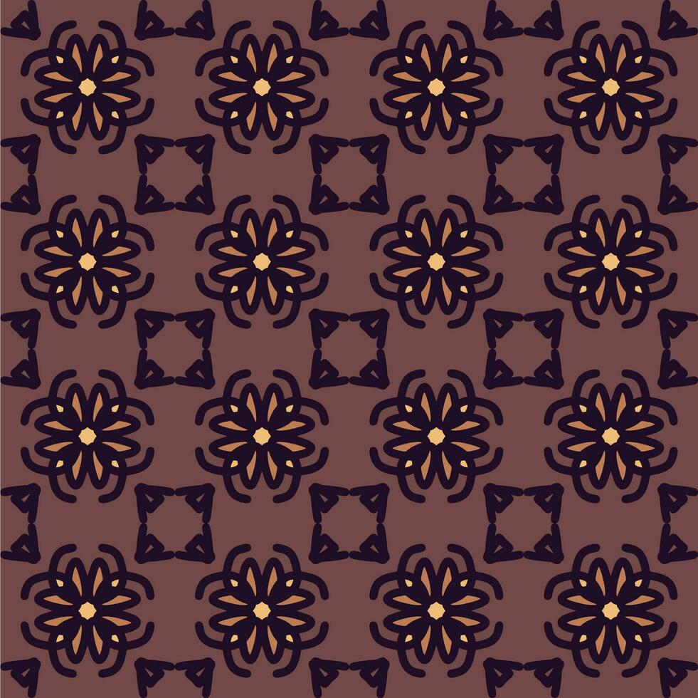 brown mandala art seamless pattern floral creative design background vector illustration