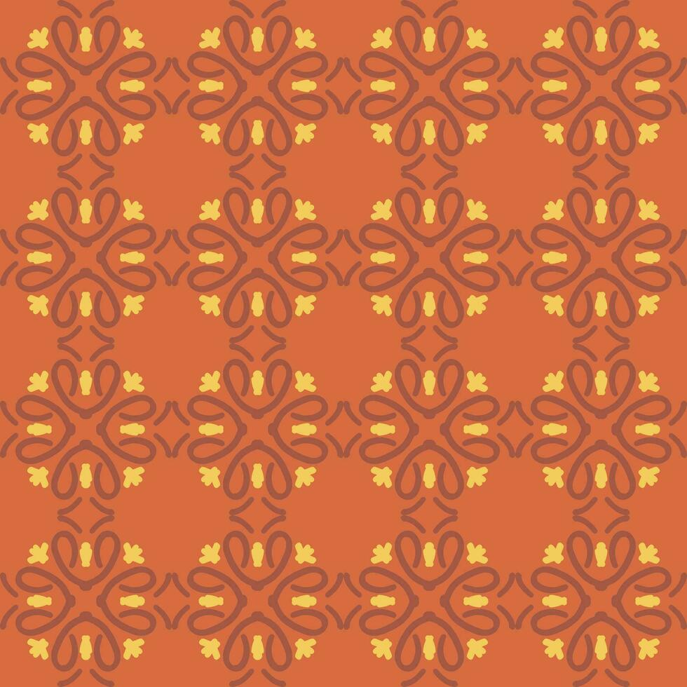 orange red peach mandala art seamless pattern floral creative design background vector illustration