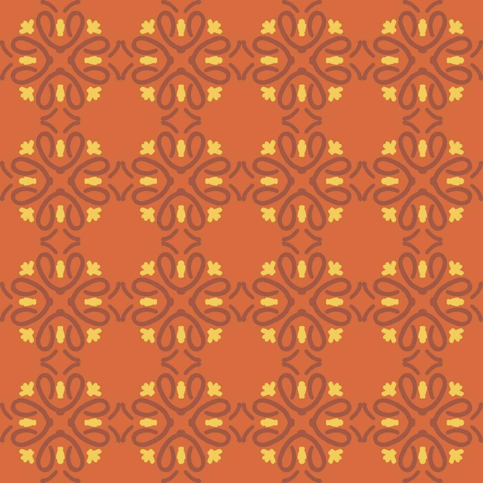 orange red peach mandala art seamless pattern floral creative design background vector illustration