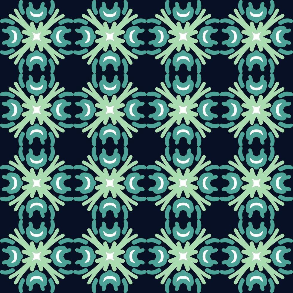 green blue turquoise aqua menthe mandala art seamless pattern floral creative design background vector illustration