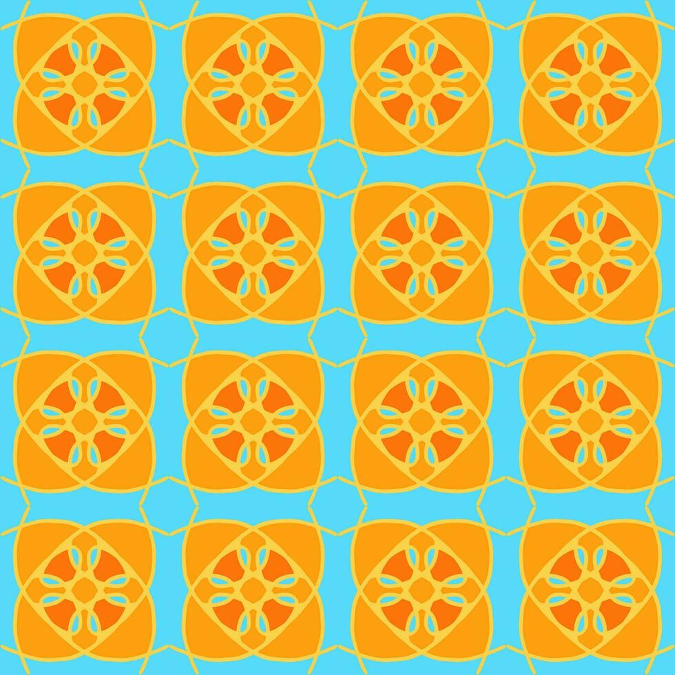 seamless pattern yellow light sunny Blue Mint mandala floral creative design vector illustration background