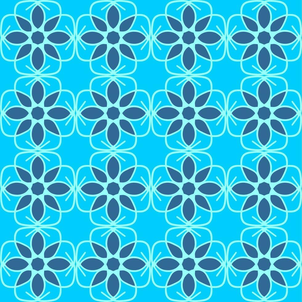 blue turquoise aqua menthe vintage floral interior seamless flat design background vector illustration
