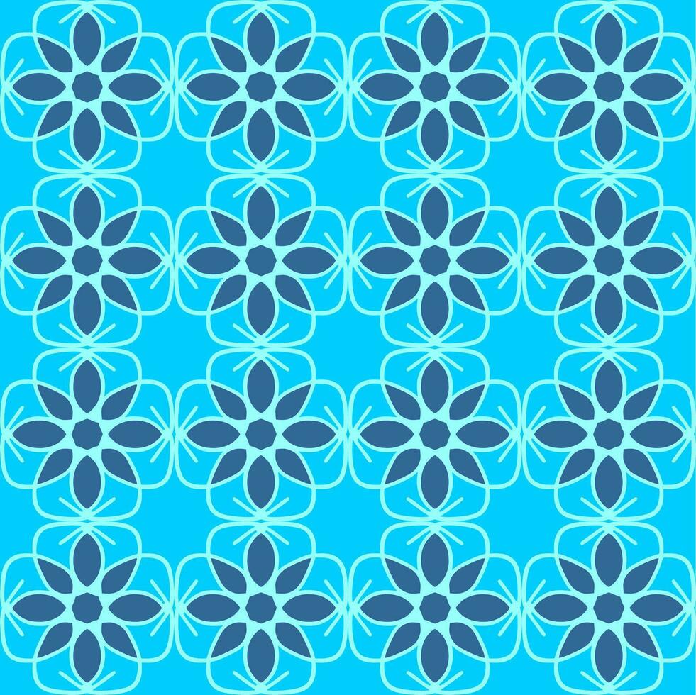 blue turquoise aqua menthe vintage floral interior seamless flat design background vector illustration