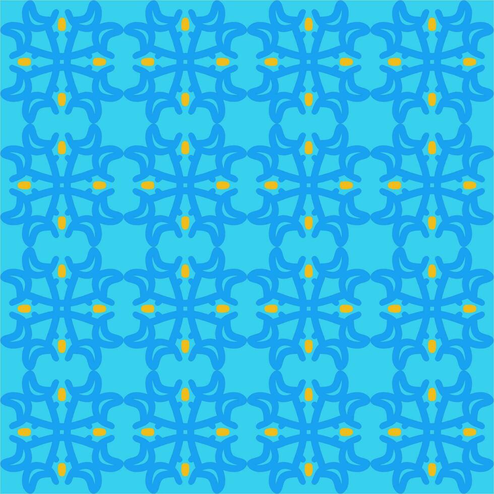 blue yellow orange mandala art seamless pattern floral creative design background vector illustration