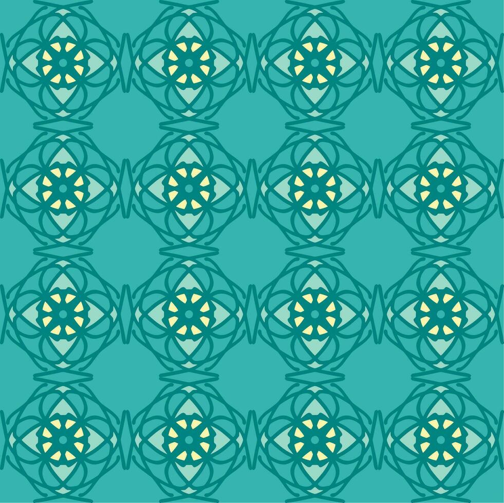 blue turquoise aqua menthe vintage floral interior seamless flat design background vector illustration