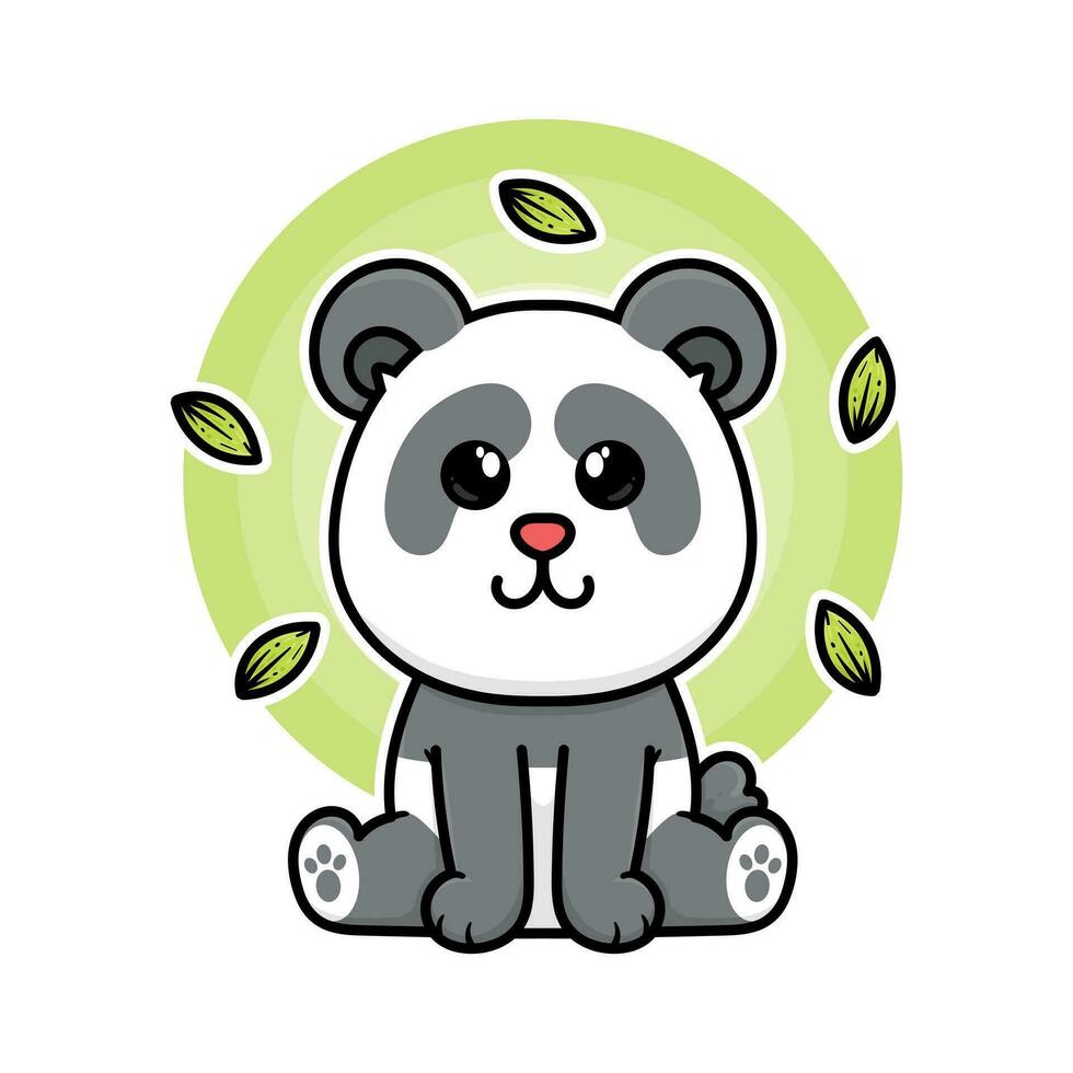 happy panda smile adorable cartoon doodle vector illustration flat design style