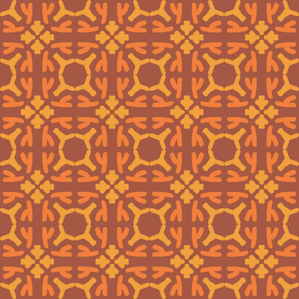 orange red peach mandala art seamless pattern floral creative design background vector illustration